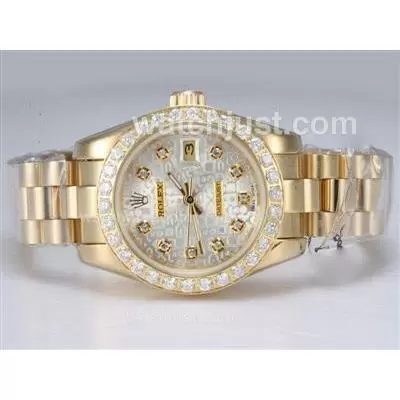 Rolex Datejust Automatic Full Gold With Diamond Bezel Computer Dial