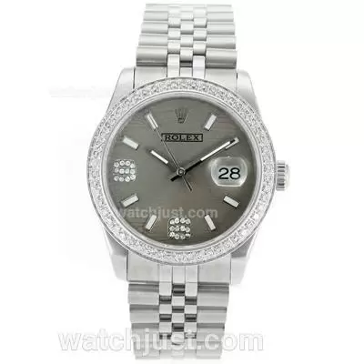 Rolex Datejust Automatic Movement Diamond Bezel With Gray Watermark Dial S/s