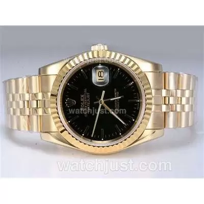 Rolex Datejust Automatic Movement Full Gold With Black Dial