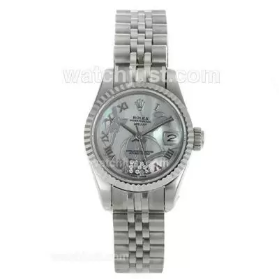 Rolex Datejust Automatic Roman Markers With Mop Dial Flowers Illustration