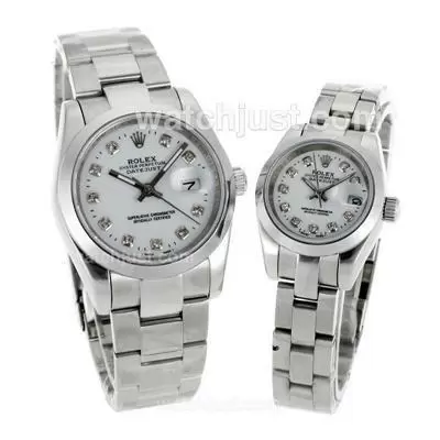 Rolex Datejust Automatic Diamond Markers With White Dial S/s Sapphire Glass