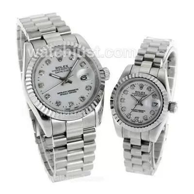 Rolex Datejust Automatic Diamond Markers With White Dial S/s Sapphire Glass