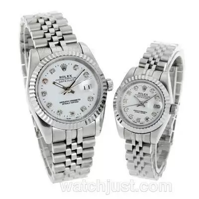 Rolex Datejust Automatic Diamond Markers With White Dial S/s Sapphire Glass