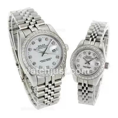 Rolex Datejust Automatic Diamond Bezel And Markers With White Dial S/s Sapphire Glass