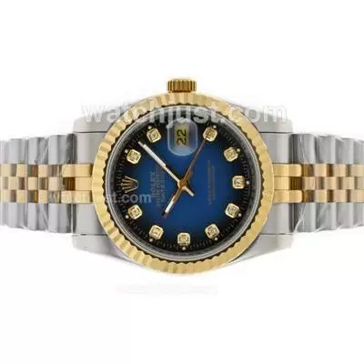 Rolex Datejust Automatic Two Tone Diamond Marking With Blue Dial