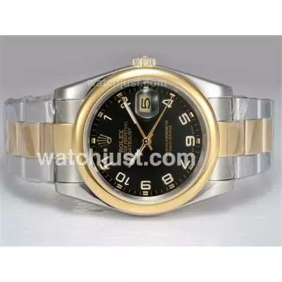 Rolex Datejust Automatic Two Tone With Black Dial Number Marking