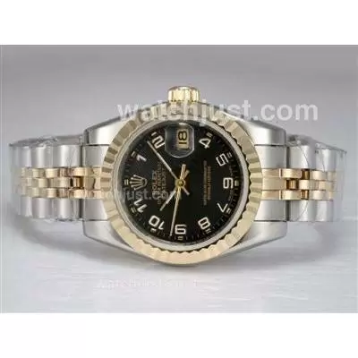 Rolex Datejust Automatic Two Tone With Black Dial Number Marking