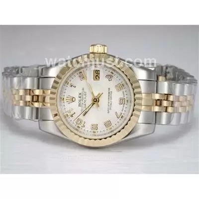 Rolex Datejust Automatic Two Tone With White Dial Number Marking