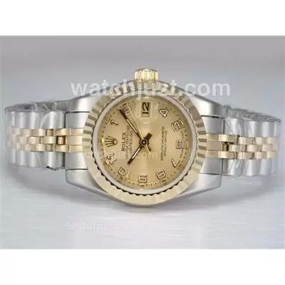 Rolex Datejust Automatic Two Tone With Golden Dial Number Marking