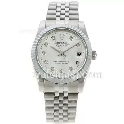 Rolex Datejust Automatic Diamond Markers With White Dial S/s Sapphire Glass