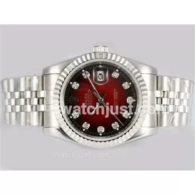 Rolex Datejust Automatic Diamond Markings With Red Dial