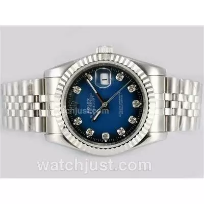 Rolex Datejust Automatic Diamond Markings With Blue Dial