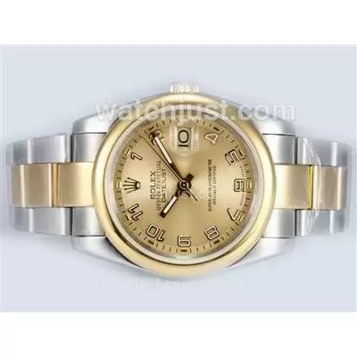 Rolex Datejust Automatic Two Tone With Golden Dial Number Marking