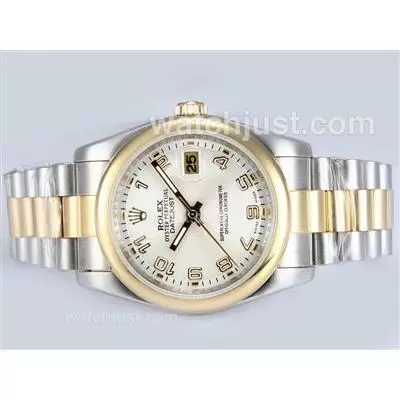 Rolex Datejust Automatic Two Tone With White Dial Number Marking