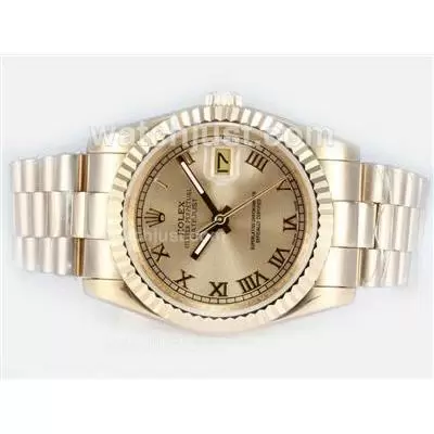 Rolex Datejust Automatic Full Gold With Golden Dial Roman Marking