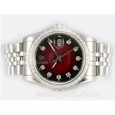 Rolex Datejust Automatic Diamond Bezel And Marking With Red Dial