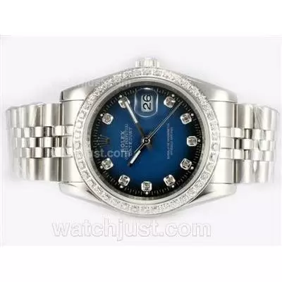 Rolex Datejust Automatic Diamond Bezel And Marking With Blue Dial