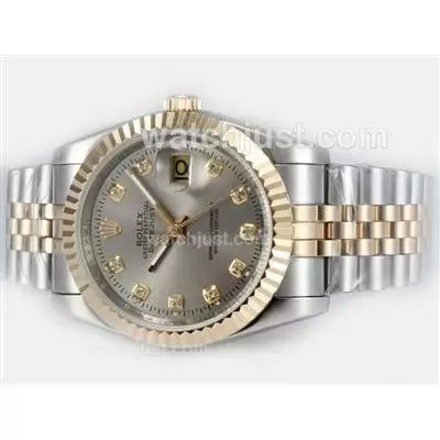 Rolex Datejust Automatic Two Tone Diamond Marking With Gray Dial