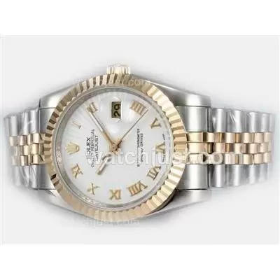 Rolex Datejust Automatic Two Tone With White Dial Roman Marking