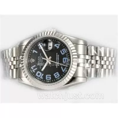 Rolex Datejust Automatic With Black Dial Blue Number Marking