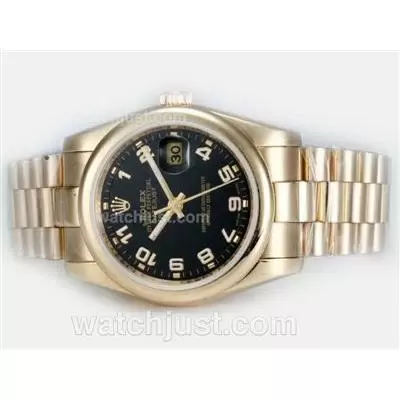 Rolex Datejust Automatic Full Gold With Black Dial Number Marking