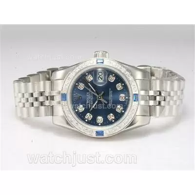 Rolex Datejust Automatic Diamond Marking And Bezel With Blue Dial