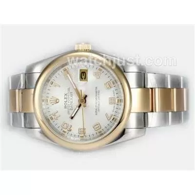 Rolex Datejust Automatic Two Tone With White Dial Number Marking