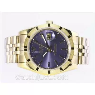 Rolex Datejust Automatic Full Gold With Blue Dial