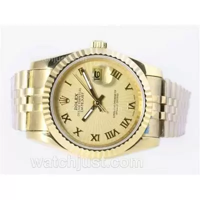 Rolex Datejust Automatic Full Gold With Golden Dial Roman Marking