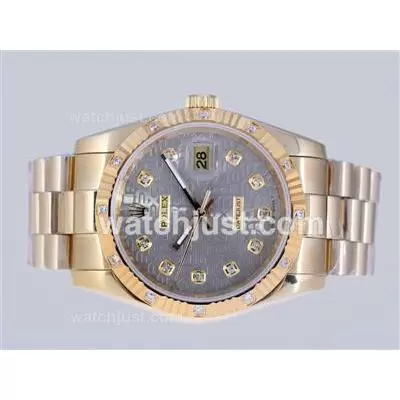 Rolex Datejust Automatic Full Gold Diamond Marking With Gray Computer Dial