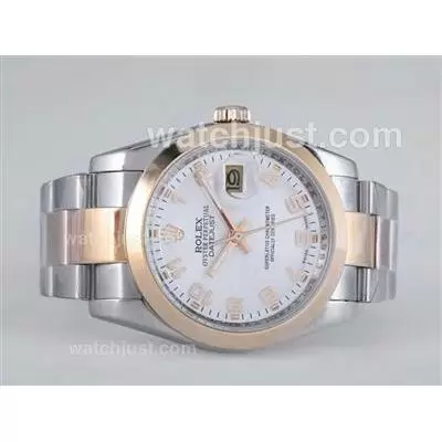 Rolex Datejust Automatic Two Tone With White Dial Number Marking