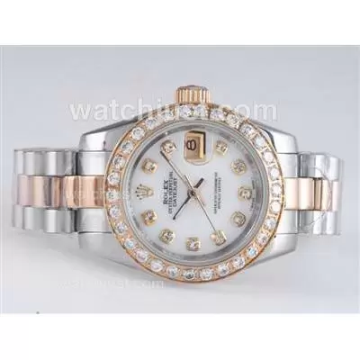 Rolex Datejust Automatic Two Tone Diamond Marking And Bezel Mop Dial