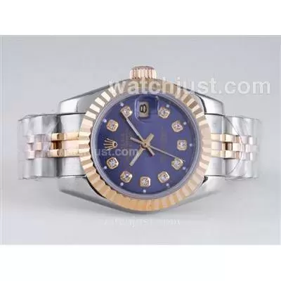 Rolex Datejust Automatic Two Tone Diamond Marking With Blue Dial