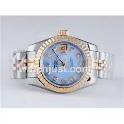 Rolex Datejust Automatic Two Tone Diamond Marking With Blue Mop Dial