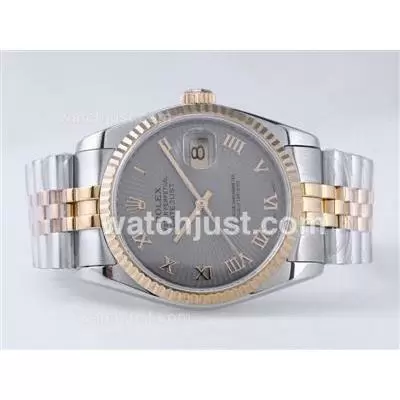 Rolex Datejust Automatic Movement Two Tone With Gray Dial Roman Marking