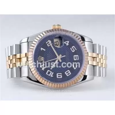 Rolex Datejust Automatic Movement Two Tone With Blue Net Dial Number Marking