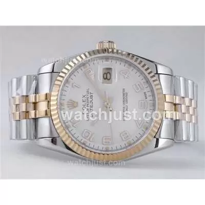 Rolex Datejust Automatic Movement Two Tone With White Dial Number Marking