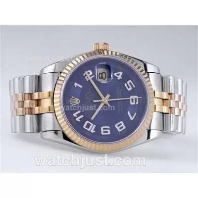 Rolex Datejust Automatic Movement Two Tone With Blue Dial Number Marking