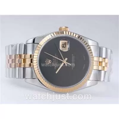 Rolex Datejust Automatic Movement Two Tone With Black Dial