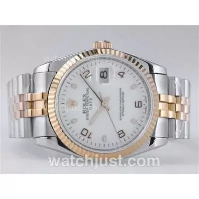 Rolex Datejust Automatic Movement Two Tone With White Dial Number/stick Marking