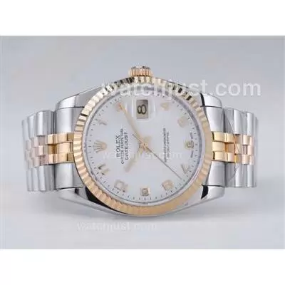 Rolex Datejust Automatic Movement Two Tone With White Dial Number Marking