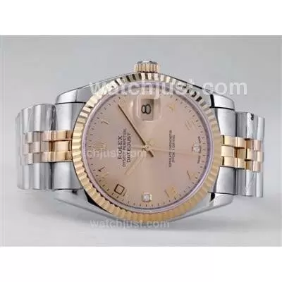 Rolex Datejust Automatic Movement Two Tone With Golden Dial Number Marking