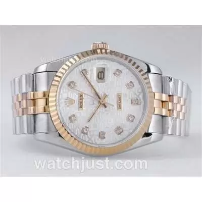 Rolex Datejust Automatic Movement Two Tone With White Computer Dial Diamond Marking