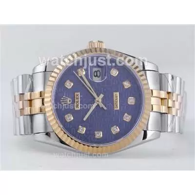 Rolex Datejust Automatic Movement Two Tone With Blue Computer Dial Diamond Marking