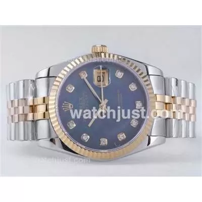 Rolex Datejust Automatic Movement Two Tone With Blue Mop Dial Diamond Marking