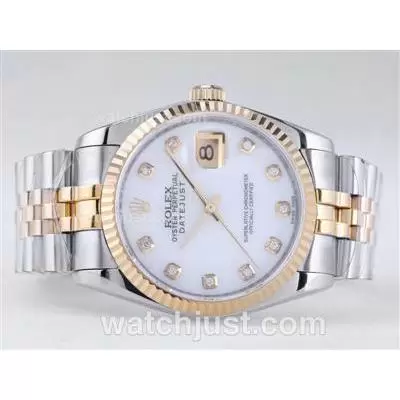 Rolex Datejust Automatic Movement Two Tone With Mop Dial Diamond Marking