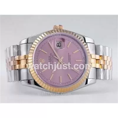 Rolex Datejust Automatic Movement Two Tone With Pink Dial Stick Marking