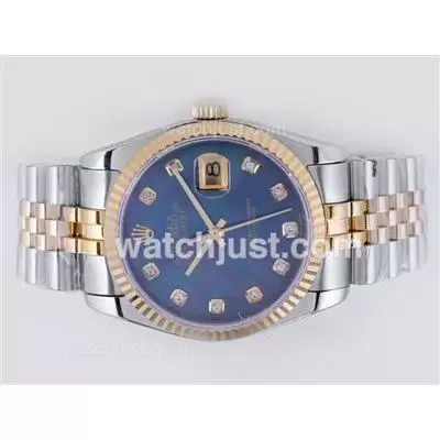 Rolex Datejust Automatic Movement Two Tone With Blue Mop Dial Diamond Marking