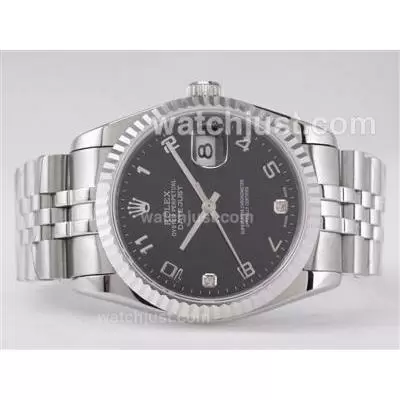 Rolex Datejust Automatic Movement With Black Dial Number Marking