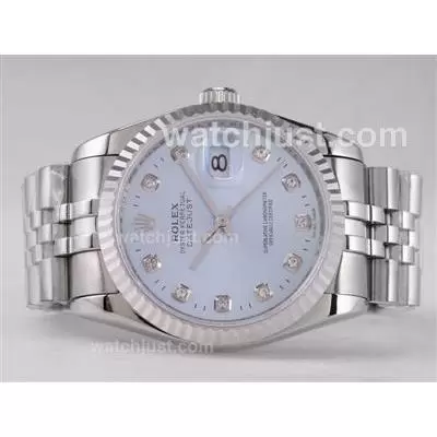 Rolex Datejust Automatic Movement With Light Blue Dial Diamond Marking